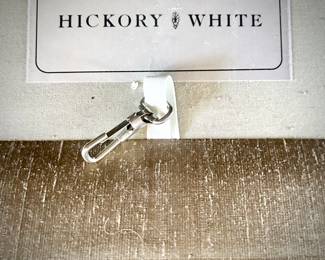 Hickory White tan silk sofa
