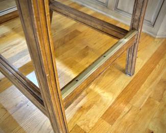 Four wood barstools with trim