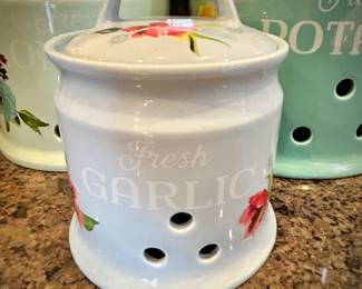 Pioneer Woman garlic, potato, and onion canisters