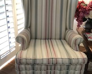 Queen Ann high back chair, 29 wide x 26 deep x 45 high. In good condition. $100 OBO