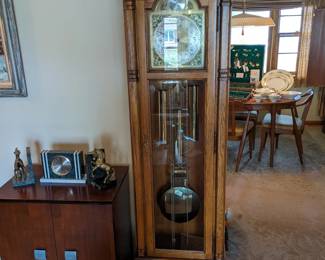 One of two Grandfather clocks.  This one is a Howard Miller. 