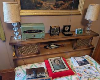 Vintage clocks and radios.