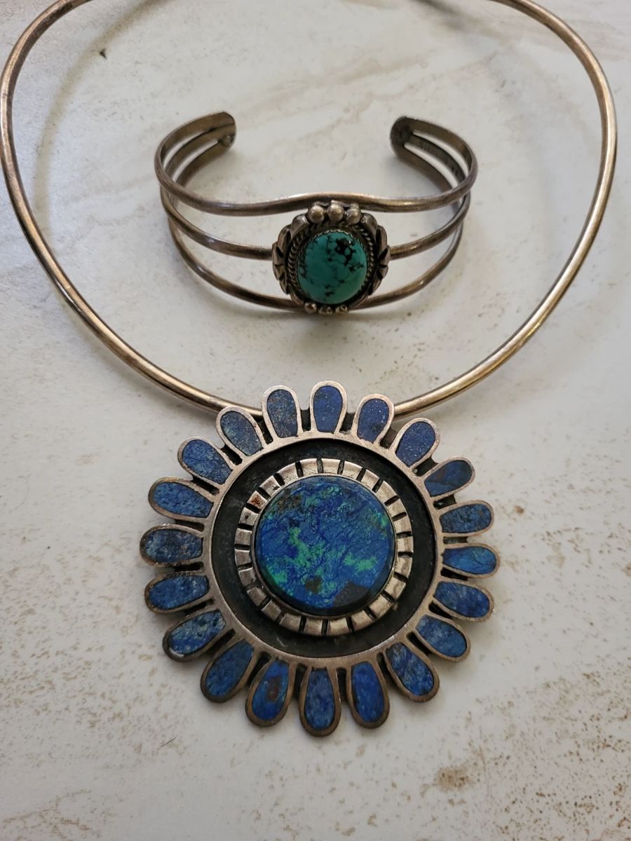 Incredible sterling silver and turquoise jewelry.