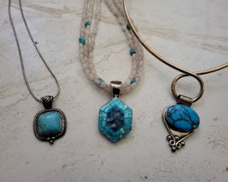 Jay King gemstone and turquoise necklace and turquoise south western sterling.