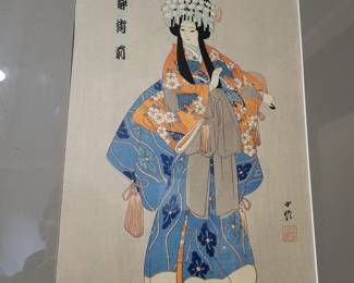 Japanese antique wood block silk.