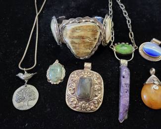 Very unique vintage sterling hippie jewelry.