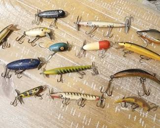Lots of antique (and new ) fishing lures.