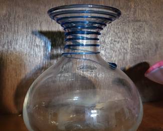Blinking blue swirl glass (more blenko to unpack)