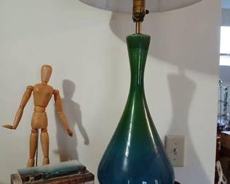 Mid century modern green lava table lamp
