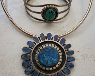 Incredible sterling silver and turquoise jewelry.