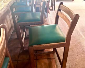 Green wood barstool chairs