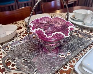 Vintage brides basket with fenton style bowl