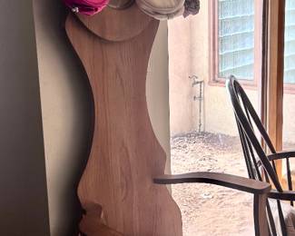 Vintage wood hat rack and chair with storage drawer