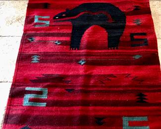 Red woven western bear rug