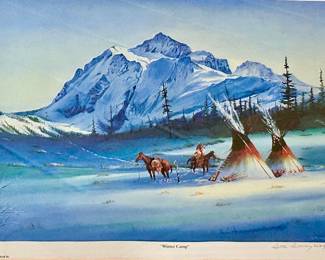 Native American Art "Winter Camp"