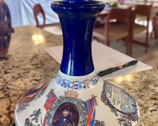 Hand cast porcelain Navy cobalt blue decanter