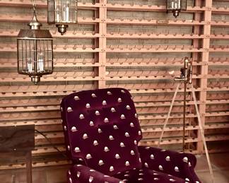 vintage decorative overhanging pendant lights and armchair