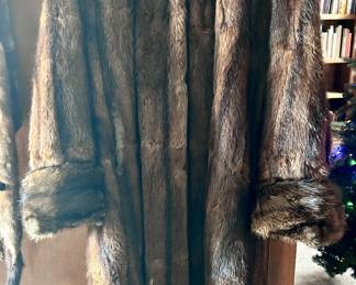 Womens large fur coat with matching scarf and hat