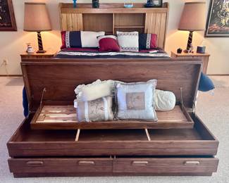 Mid century modern wood chest with drawers 