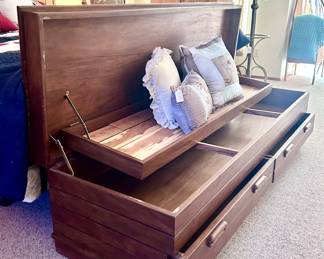 Mid century modern wood chest with drawers 