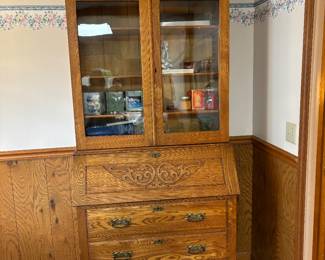 Vintage Solid Wood Secretary Cabinet
