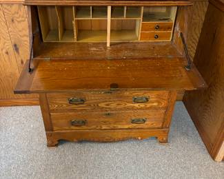 Vintage Solid Wood Secretary Cabinet