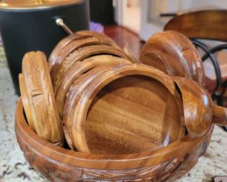 Wooden Salad Bowl Set