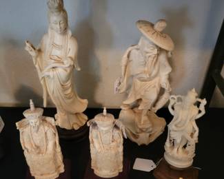 Quinn Yin Figurine Asian Man with Fish Figurine Emperor and Empress, Goddess Lakshmi 