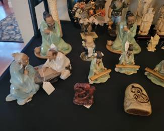 Mud Men and Carved Jade stone Dragon & Incised Mountain Views