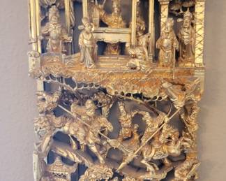 African Style Guilt Art Work Wall Plaque "Warriors" in 3-D Molded Pierced.