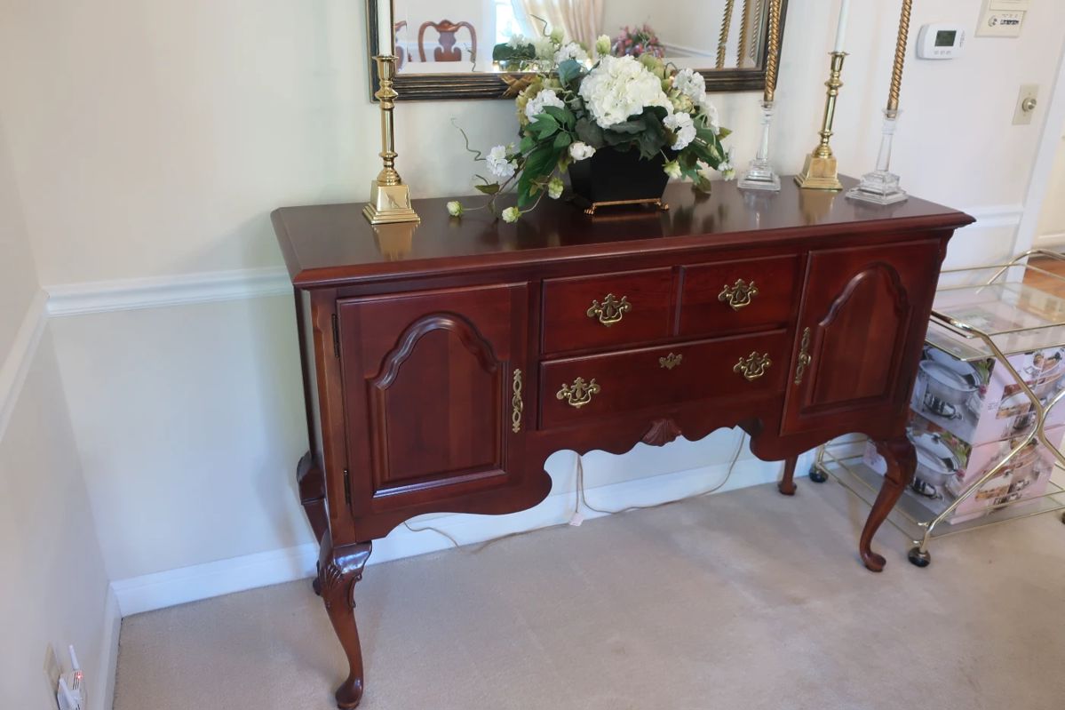 * Stanley buffet. It is 58" wide and 18" deep.