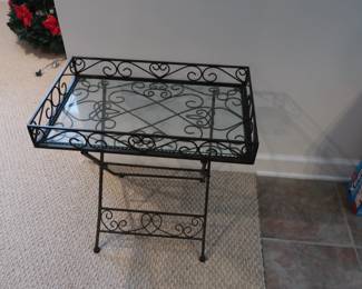 small metal  serving  table