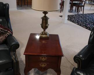 lamp  table,  brass  lamp