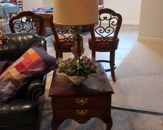 lamp  table,  brass  lamp