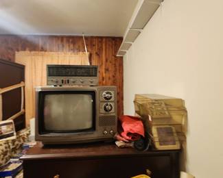 Radio, TV, storage containers, chest