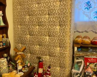 Full mattress - collectibles - wooden shoes from Holland, & flags 