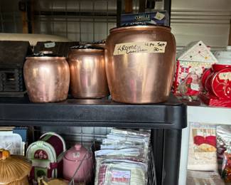 Kromex vintage canister set, decor, cookie jar, and more in shed