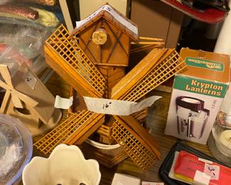 Windmill, candle holder, lanterns, miscellaneous 