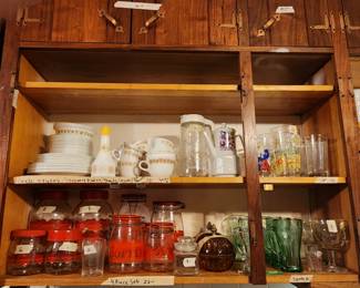 Kitchen -Corelle set of dishes,  and various glasses sets 