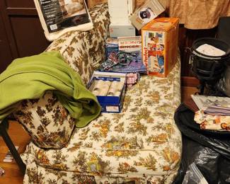 Sofa bed, furniture throw, mini sewing machine, sew perfect machine & more!
