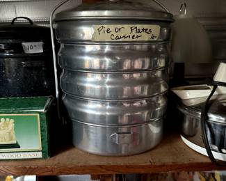 Pie or plates carrier/comtsiner, and lots more in this outside building 