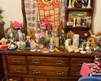 Dresser with mirror, candles, decor 