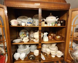 Great cabinet filled with collectibles & lots of dishes