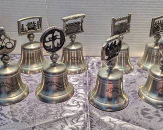 Crown and Rose 12 Days of Christmas Pewter Bells (numbered)