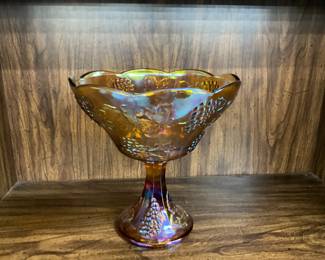 Indiana Glass Amber/Gold Colony Harvest Pedestal Centerpiece Bowl