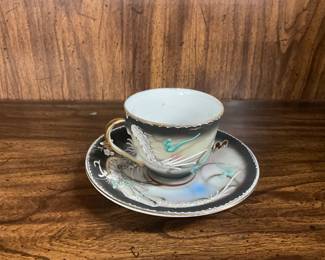Japanese Dragon Eggshell Porcelain Cup & Saucer