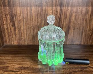 Manganese Clear Glass Covered Jar