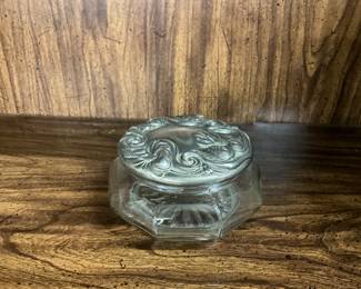 Manganese Glass Trinket Jar with Metal Lid