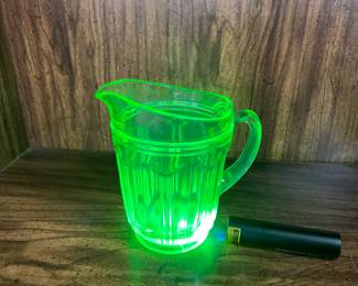 Green Uranium Glass Pitcher