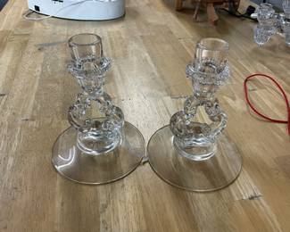 Clear Glass Candlestick Holders